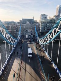 High angle view of bridge in city