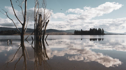 Scenic view of lake against sky