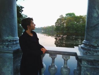 Reflection of woman in water