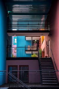 Illuminated staircase of building