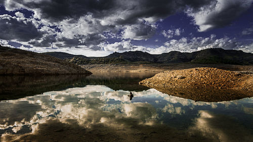 Scenic view of lake against sky