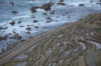 High angle view of beach