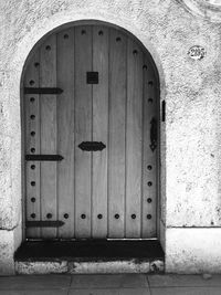 Closed door of building