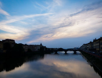 View of bridge over river against cloudy sky