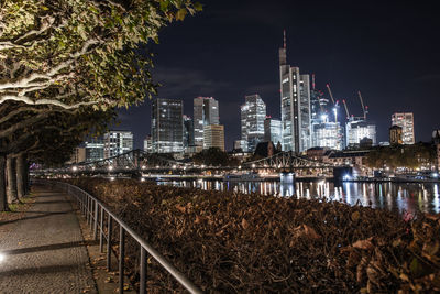 High angle view of city at night