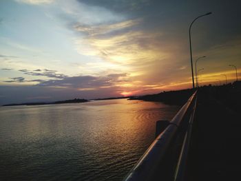 View of sea against cloudy sky during sunset