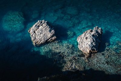 Rock formation in sea