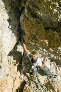 Overhanging climbing