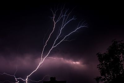 Low angle view of lightning in sky