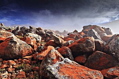 Scenic view of rock formations against sky