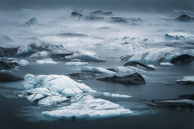 Ice bergs floating in water