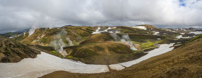 Panoramic view of waterfall against sky