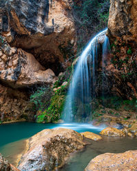 Scenic view of waterfall