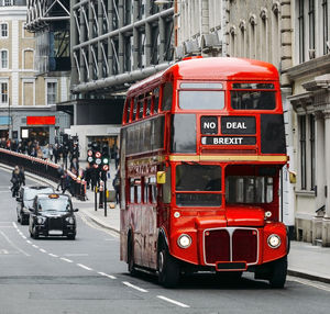 View of traffic on road in city