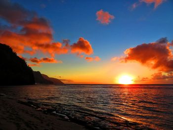 Scenic view of sea against sky during sunset