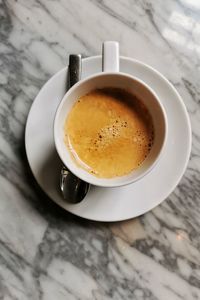 High angle view of coffee on table