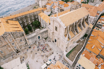 High angle view of buildings in city