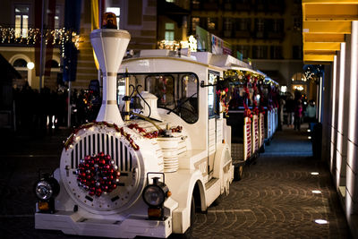 Illuminated cars at night