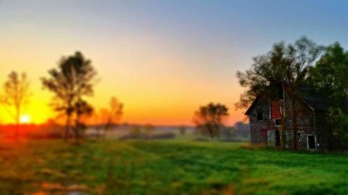 Scenic view of landscape at sunset