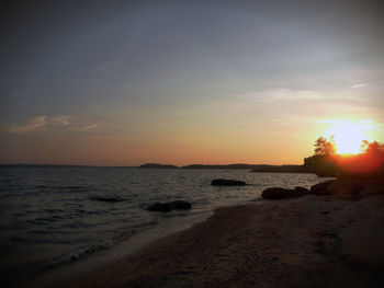 Scenic view of sea during sunset