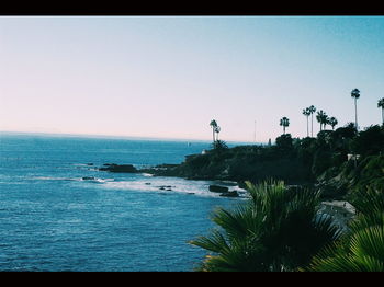 Scenic view of sea against clear sky