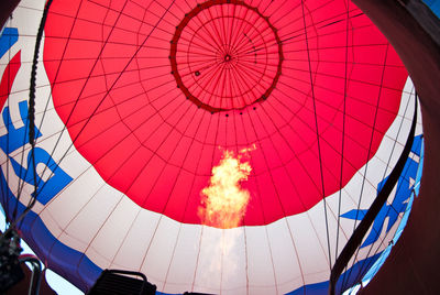 Low angle view of hot air balloon against sky