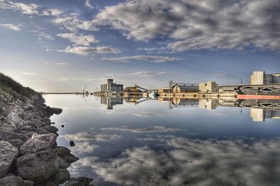 View of mosque against cloudy sky