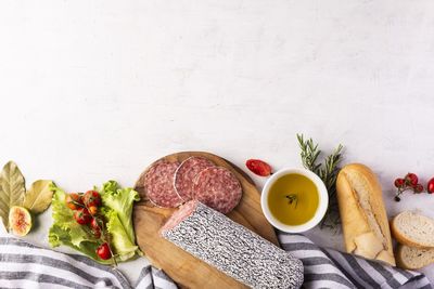 High angle view of food on table