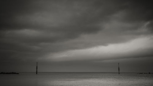 Scenic view of sea against cloudy sky