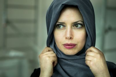 Close-up portrait of young woman
