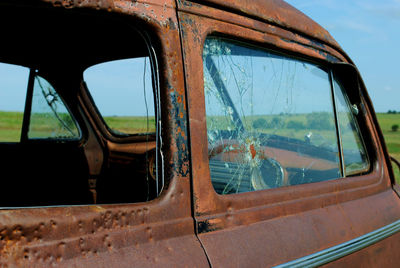 View of abandoned car window