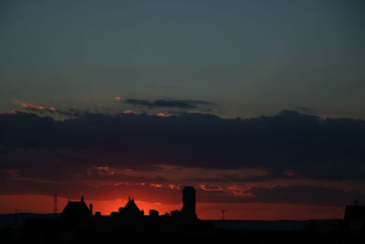 Silhouette buildings against sky during sunset