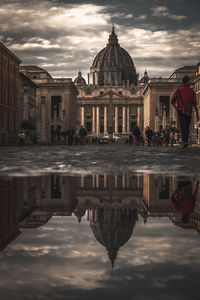 Reflection of buildings in city