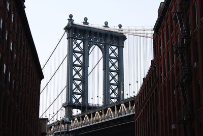 Low angle view of suspension bridge