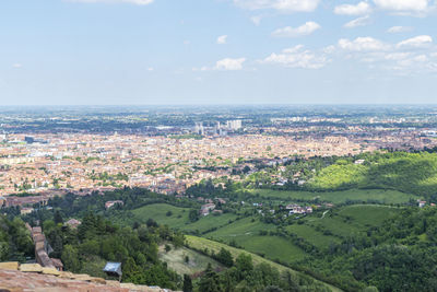 Aerial view of bologna with his beautiful church and towers