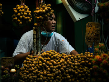 Various fruits for sale at market stall