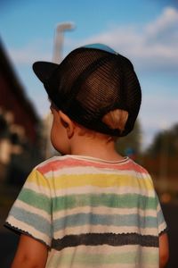 Rear view of boy wearing cap