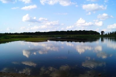 Scenic view of lake against sky