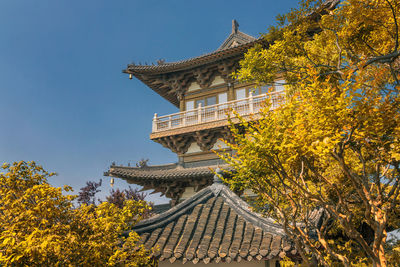 Low angle view of traditional building against sky