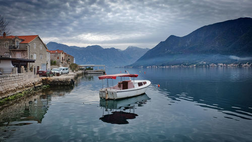 Boat in adriatic bay perast