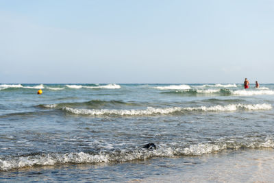 Scenic view of sea against clear sky