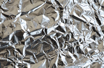 Full frame shot of crumpled foil