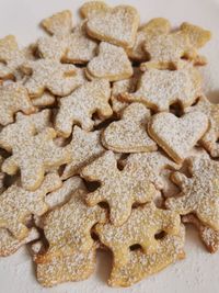 High angle view of cookies