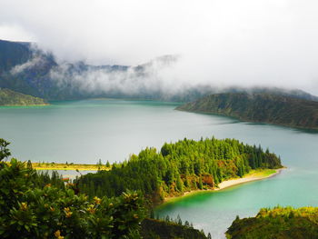 Scenic view of lake against sky