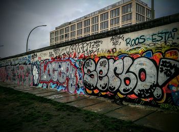 Low angle view of graffiti wall