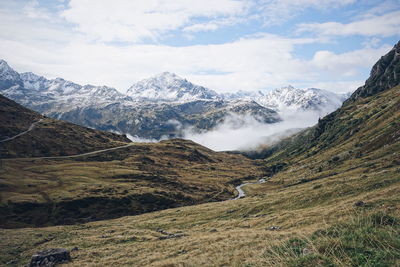 Scenic view of mountains against sky