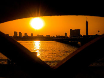 View of city at sunset