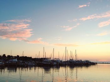 Boats moored in sea