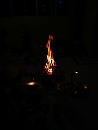 Fire in dark room