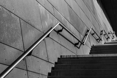 High angle view of staircase by building